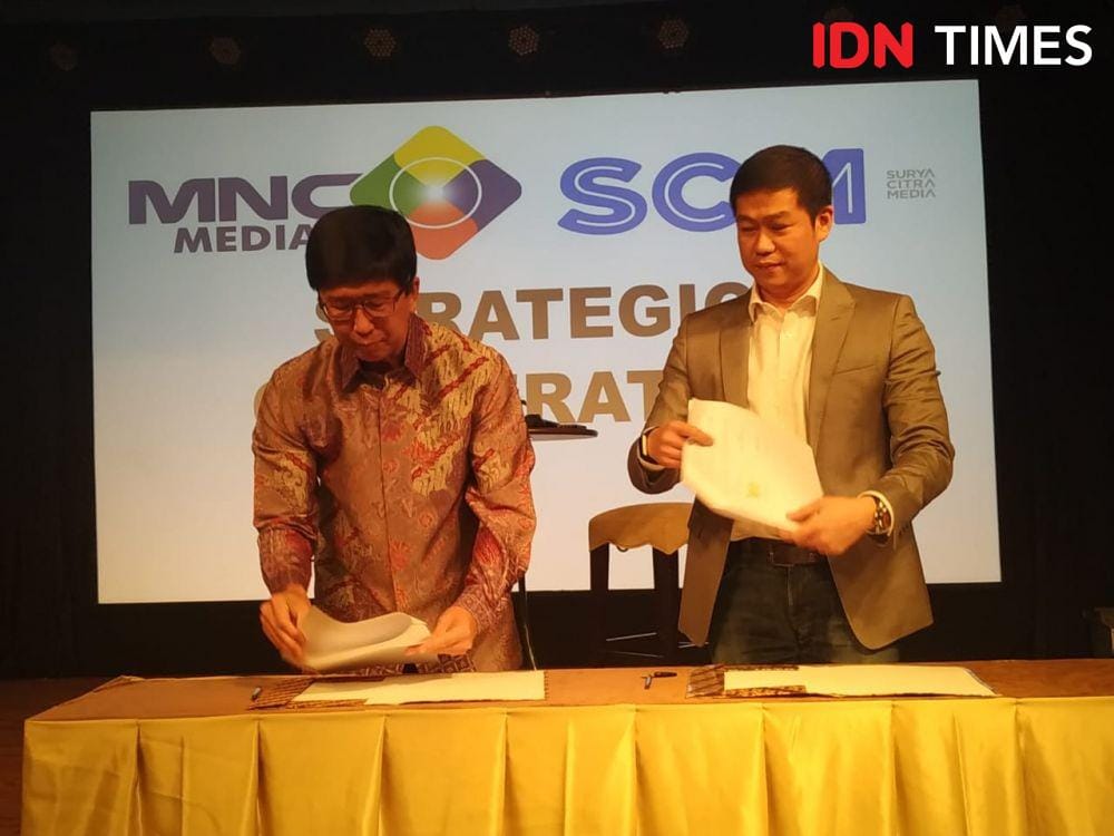 Direktur Utama MNC dan SCTV Mengumunkan Kaloborasi (IDN Times/Auriga Agustina)