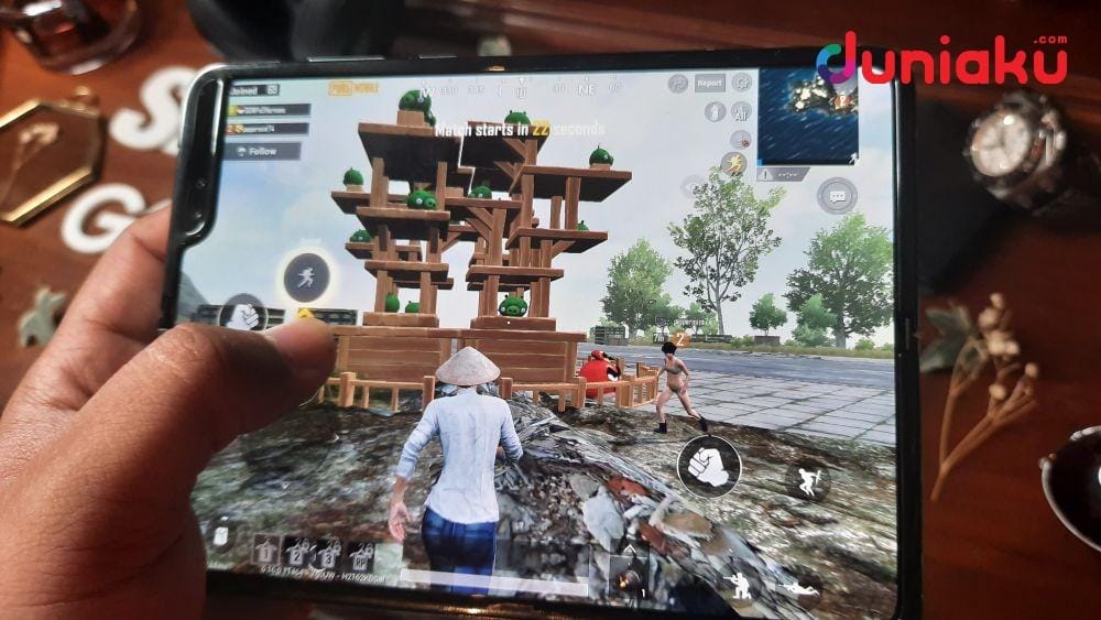PUBG Mobile di Galaxy Fold. duniaku.com/Adhitya Daniel