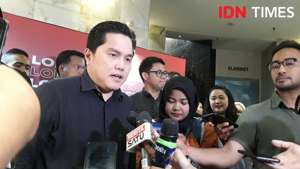 Menteri BUMN Erick Thohir memberikan keterangan pers. (IDN Times/Indiana Malia)