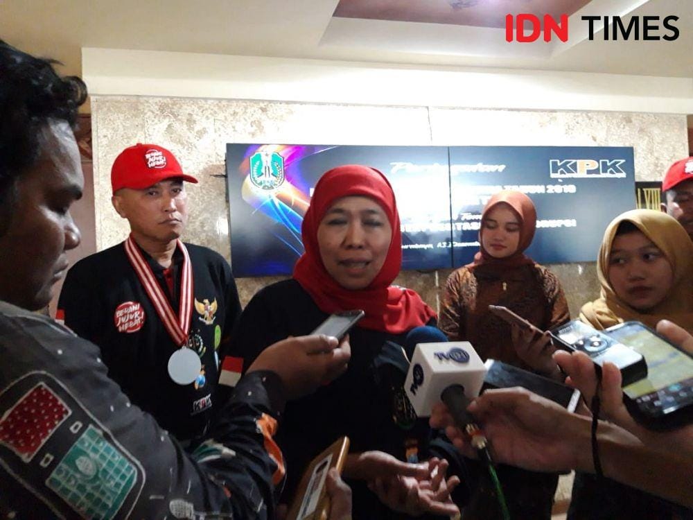 Gubernur Jatim Khofifah Indar Parawansa saat peringatan Hari Anti Korupsi Sedunia, Jumat (13/12). IDN Times/Fitria Madia
