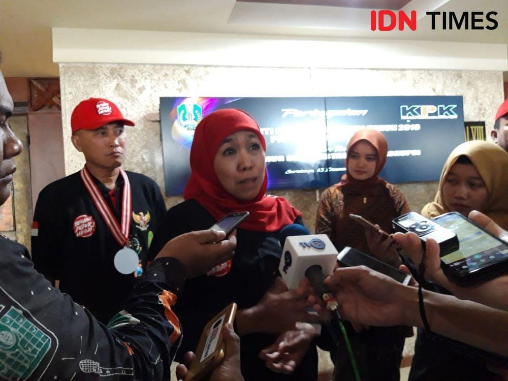 Gubernur Jatim Khofifah Indar Parawansa saat peringatan Hari Anti Korupsi Sedunia, Jumat (13/12). IDN Times/Fitria Madia