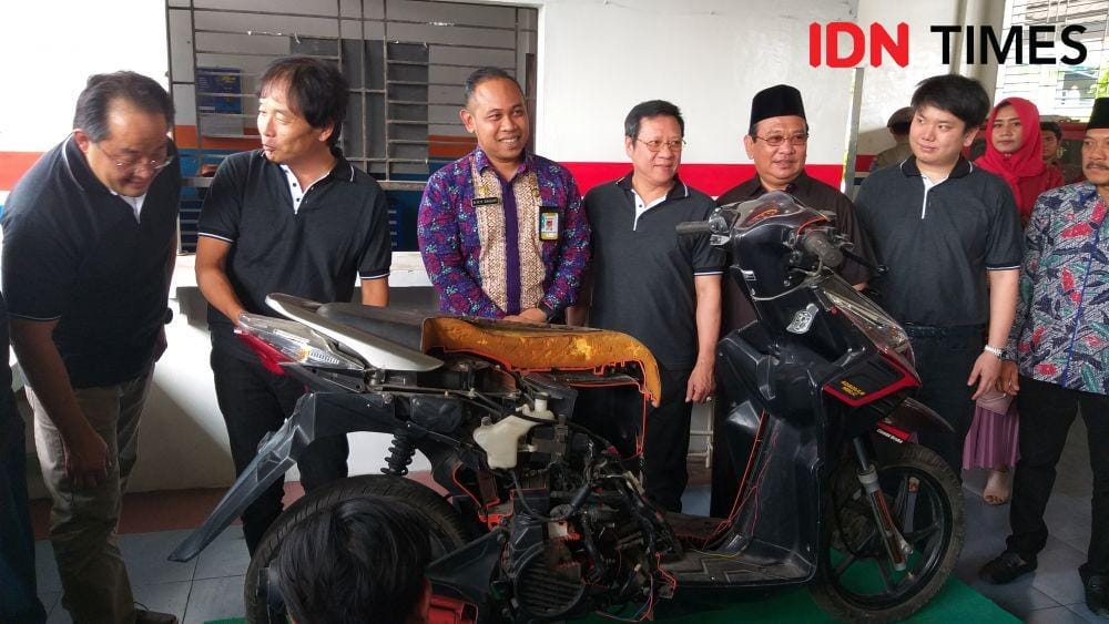 Safety Riding Lab di SMK Panca Abdi Bangsa (PABA), Kota Binjai, Sumatera Utara (IDN Times/Arifin Al Alamudi))