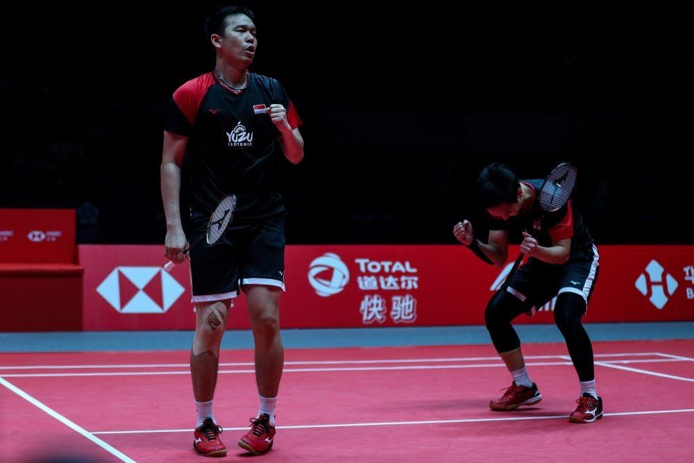 Hendra Setiawan/Mohammad Ahsan memenanglan babak final BWF World Tour Final 2019 (IDN Times/PBSI)