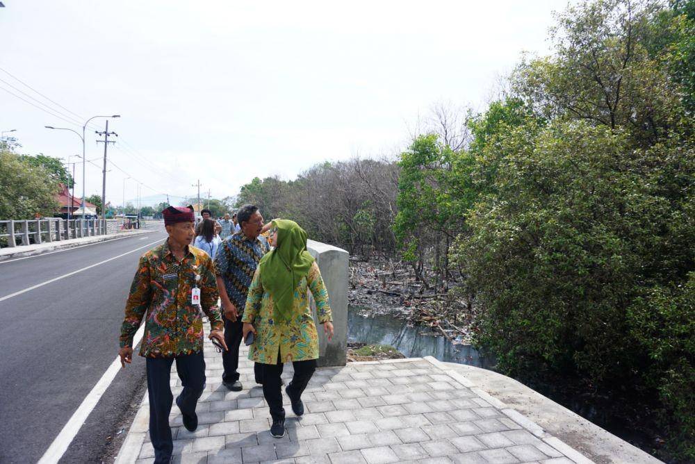 Jajaran dinas Lingkungan Hidup dan Dinas Pengairan Banyuwangi saat meninjau kawasan normalisasi mangrove. IDN Times/Mohamad Ulil Albab