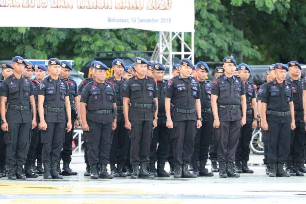 Apel gelar pasukan Operasi Lilin 2019 Pengamanan Nataru di Lapangan Karebosi Makassar, Kamis (19/12) / Istimewa