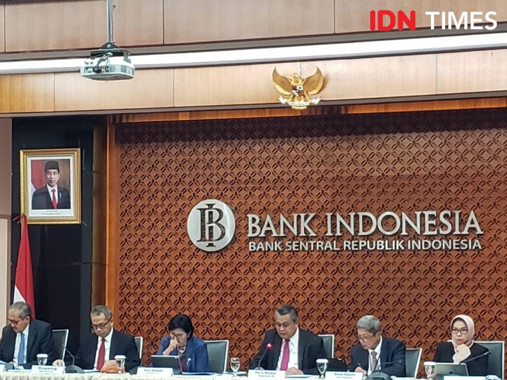 Pengumuman hasil Rapat Dewan Gubernur Bank Indonesia di Kantor Pusat BI (IDN Times/Hana Adi Perdana)