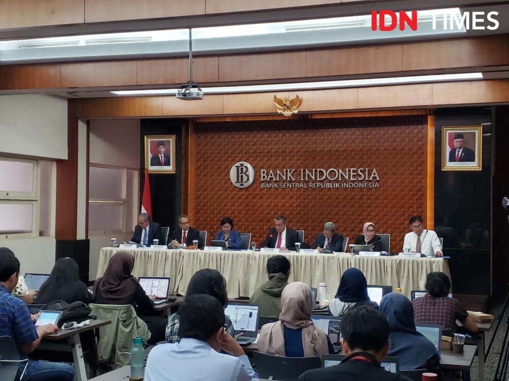 Pengumuman hasil Rapat Dewan Gubernur Bank Indonesia di Kantor Pusat BI (IDN Times/Hana Adi Perdana)