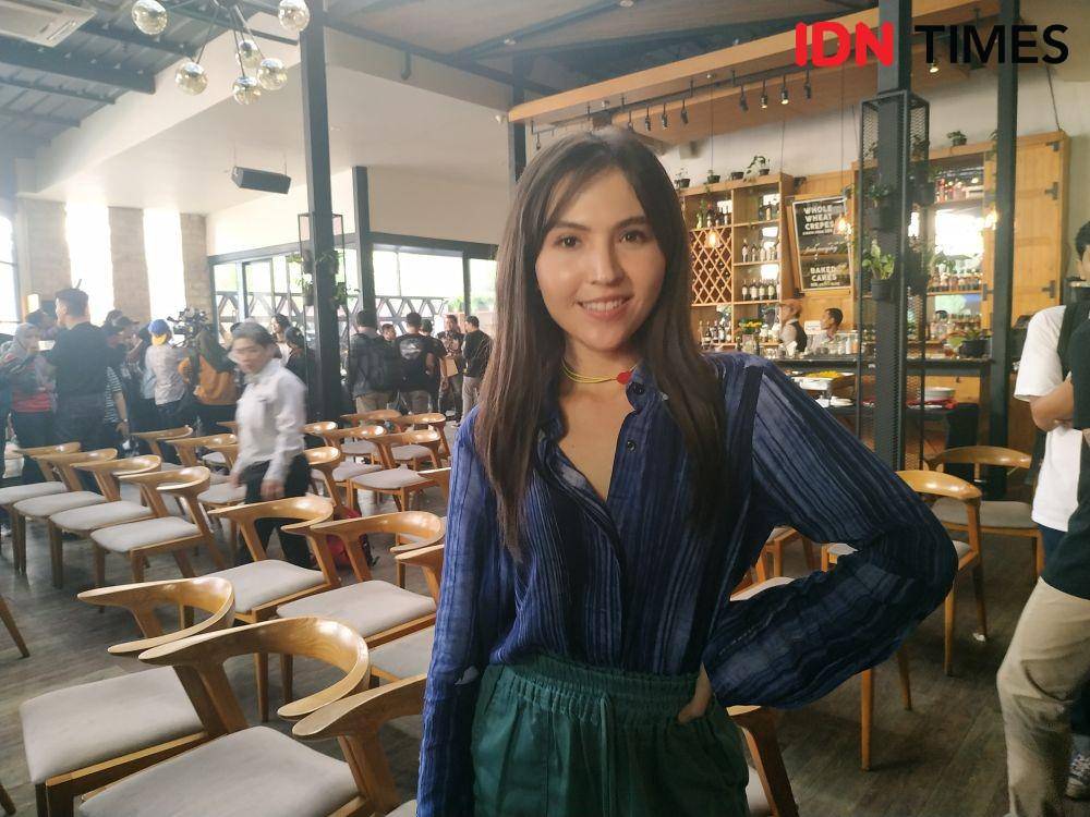 Olivia Jansen di preskon film Teman Kondangan di Kemang, Jakarta, (20/12). IDN Times/Erfah Nanda