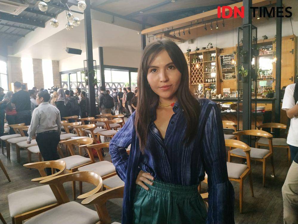 Olivia Jansen di preskon film Teman Kondangan di Kemang, Jakarta, (20/12). IDN Times/Erfah Nanda