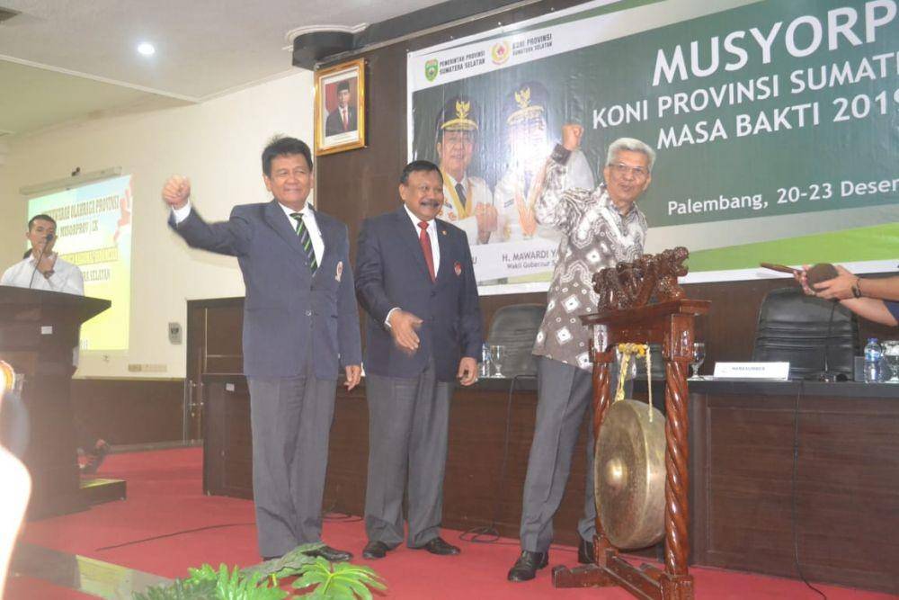 Wakil Gubernur Sumsel, Mawardi Yahya saat membuka Musorprov KONI Sumsel 2019, di Hotel Swarna Dwipa, Sabtu (21/12)/IDN Times/Istimewa