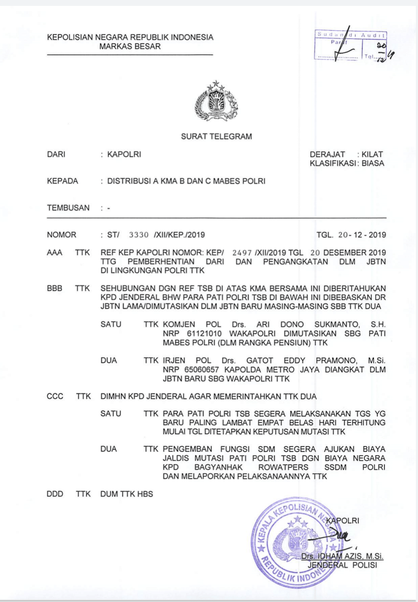 Gatot Eddy Pramono dipromosikan menjadi Wakapolri (Dokumen Istimewa)