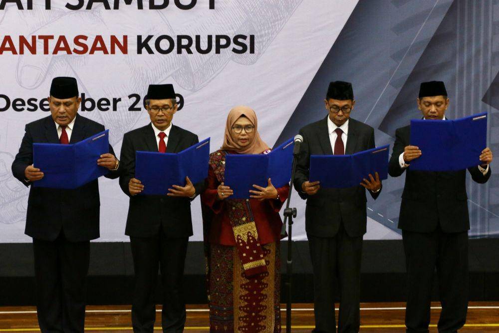Lima Pimpinan KPK baru (ANTARA FOTO/Rivan Awal Lingga)