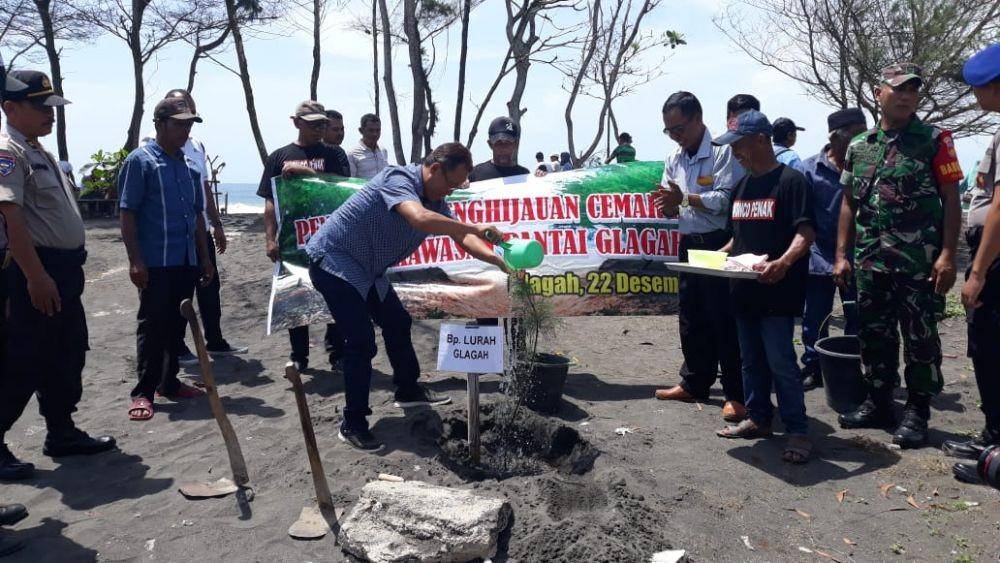 Penanaman bibit pohon cemara udang di Pantai Glagah, Minggu (22/12). IDN Times/Daruwaskita