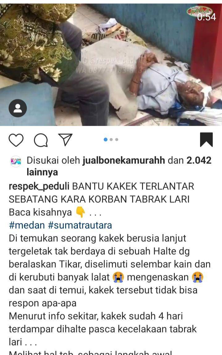 Opung Panggabean telantar di halte (Instagram/@respek_peduli)