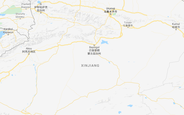 Uighur, Xinjiang, Tiongkok (Google Map)