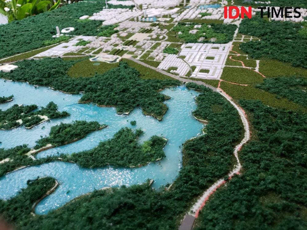 Miniatur pemenang desain ibu kota negara. (IDN Times/Hana Adi Perdana)