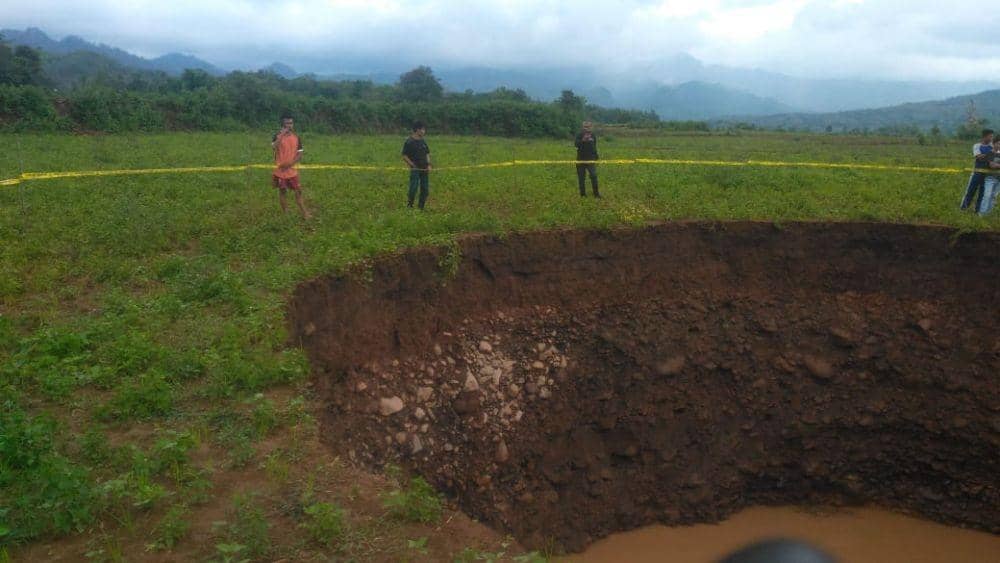 Tanah amblas di Dusun Tana Takko, Desa Lebbo Tengae, Kecamatan Cenrana, Kabupaten Maros, Sulsel / Istimewa