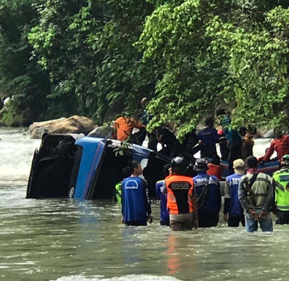 Kecelakaan Bus Sriwijaya Mitsubishi Fuso di Pagaralam, Sumatera Selatan (Dok. Kemenhub)