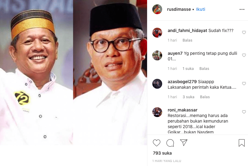Kandidat yang kemungkinan berpasangan di Pilkada Soppeng. Instagram/rusdimasse