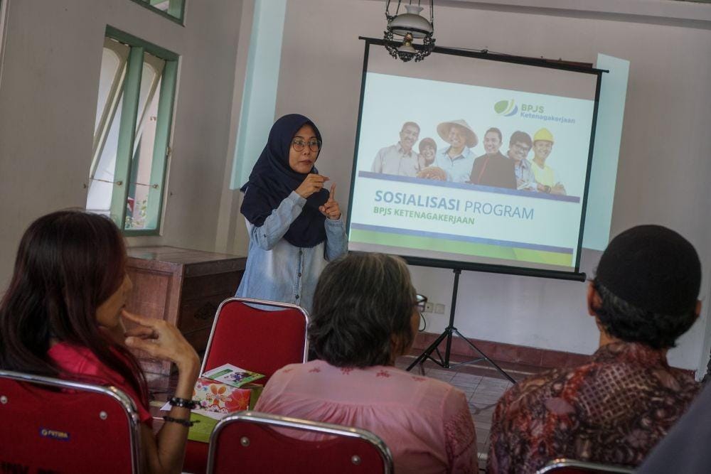 Ilustrasi sosialisasi BPJS Ketenagakerjaan. ANTARA FOTO/Mohammad Ayudha