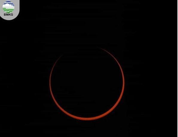 Gerhana Matahari Cincin dilihat dari Nias/Instagram BMKG