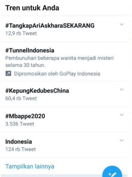 Trending Topic Twitter sekitar pukul 08.30 WIB, Jumat 27 Desember 2019/Twitter.com