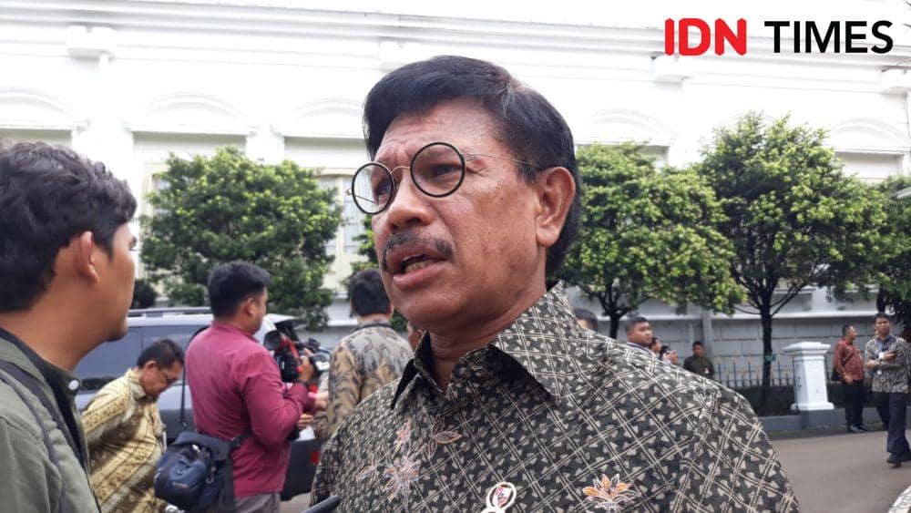 Menkominfo Johnny G Plate di Istana Kepresidenan Bogor (IDN Times/Teatrika Handiko Putri)