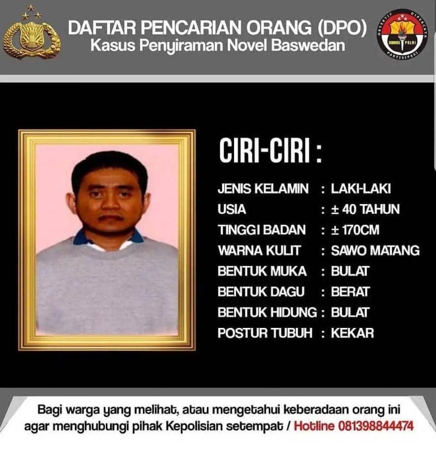 (Sketsa salah satu terduga pelaku teror Novel Baswedan yang pernah disebar Polri) www.tribratanews.polri.go.id