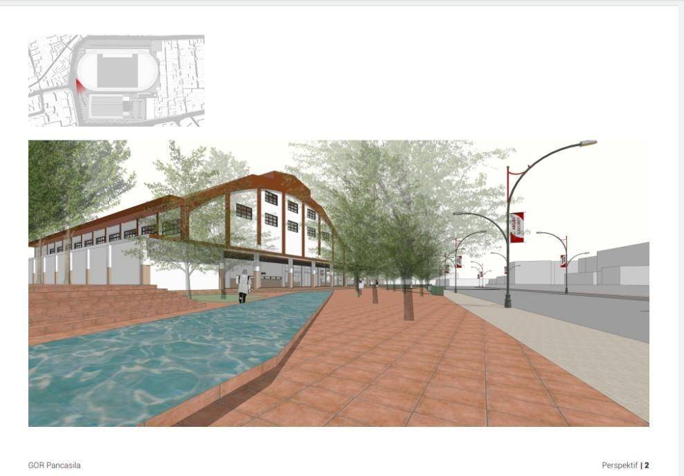 Desain eksterior komplek GOR Pancasila dan Museum Olahraga. Dok DPRKPCKTR