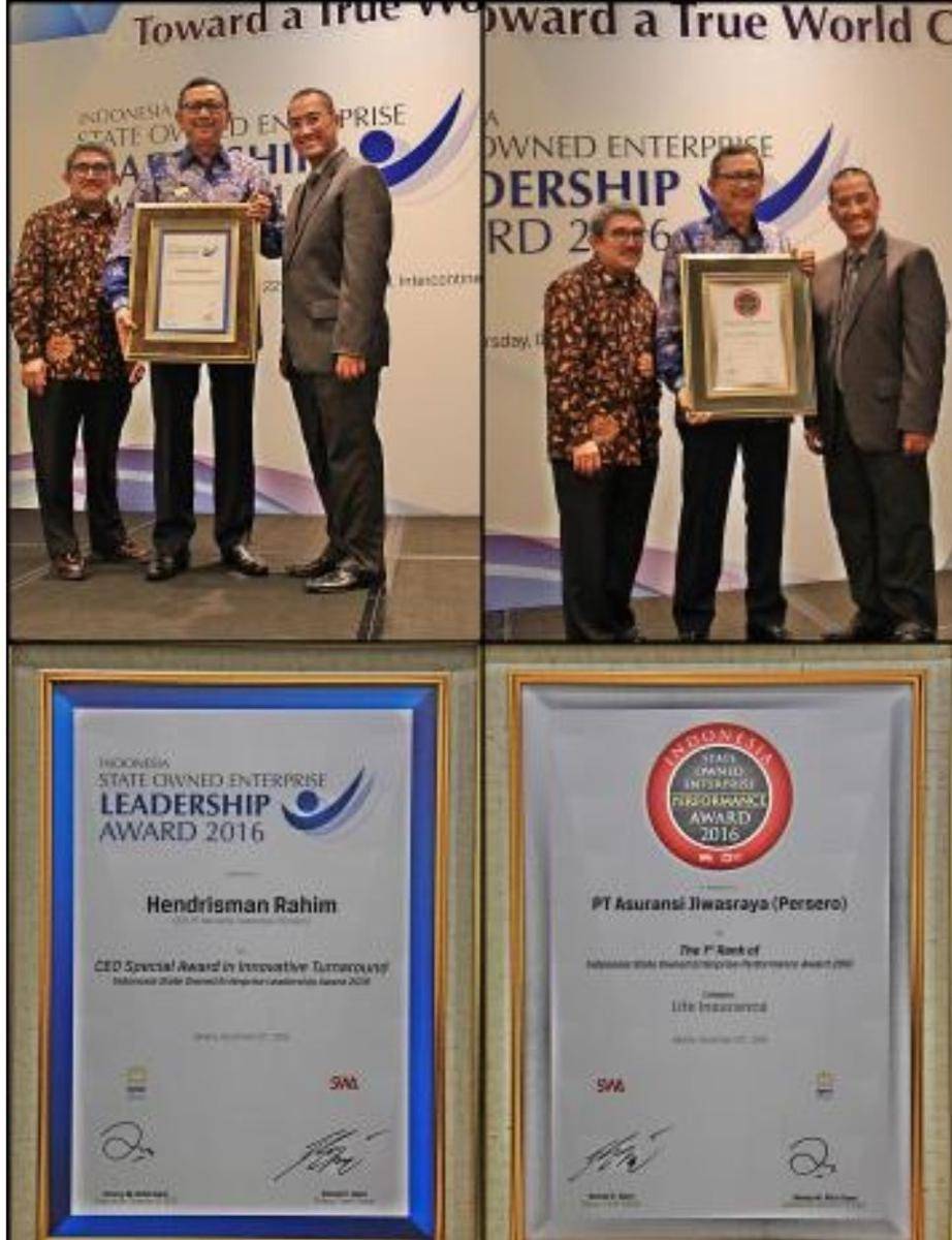 (Penghargaan Jiwasraya dari Majalah SWA tahun 2016) Situs resmi Jiwasraya