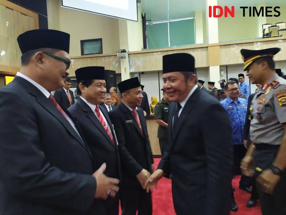 Suasana pelantikan Komisaris Utama (Komut) PT Bank Pembangunan Daerah (BPD) Sumatera Selatan (Sumsel) dan Bangka Belitung (Babel), Eddy Junaidy (IDN Times/Feny Maulia Agustin)