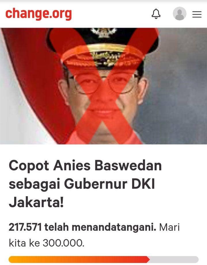 Petisi Copot Anies Baswedan/ Change.org