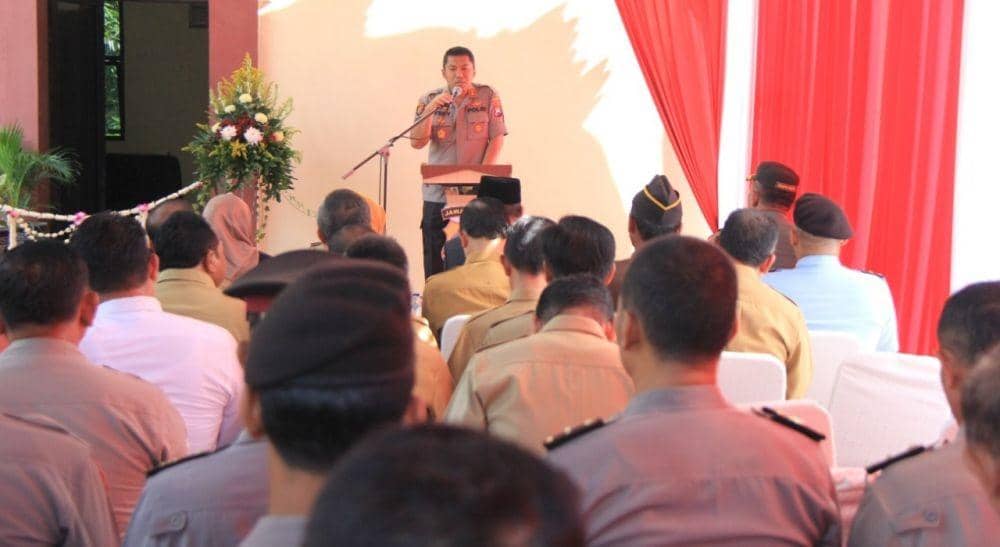 Kapolres Lamongan AKBP Feby DP Hutagalung saat memberikan sambutan di acara peresmian Barak Dalmas, Senin (6/1). IDN Times/Imron