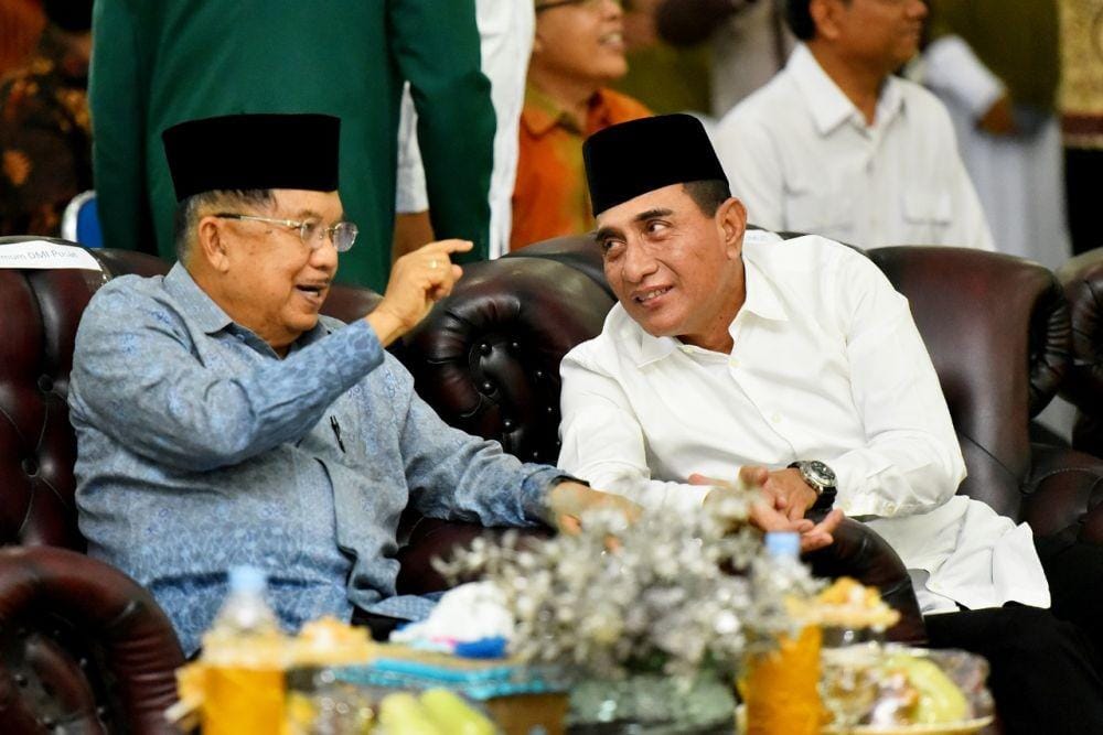 Mantan Wakil Presiden Indonesia Muhammad Jusuf Kalla saat berkunjung ke Kota Medan, Selasa (7/1) (Humas Pemprov Sumut)