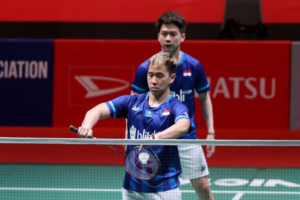 Pasangan Kevin Sanjaya Sukamuljo/Marcus Fernaldi Gideon di Malaysia Masters 2020 (IDN Times/PBSI)