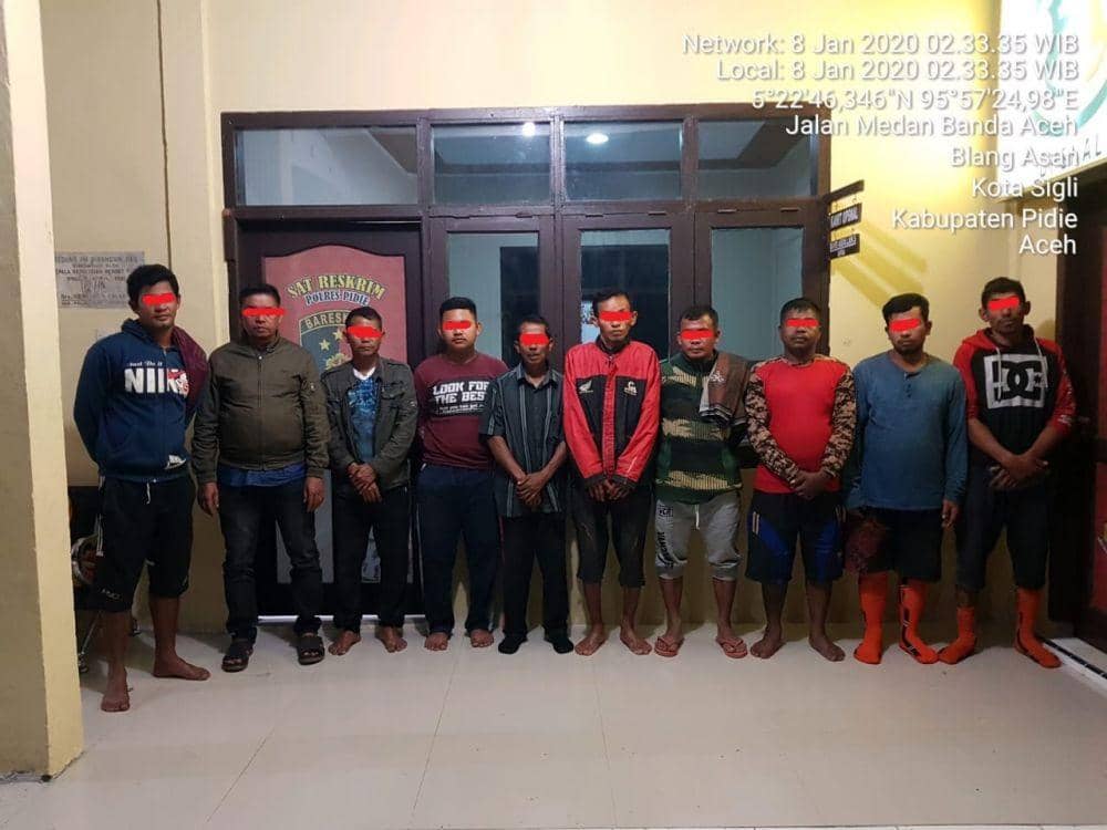 Terduga para pelaku penambangan ilegal (Dok. Polres Pidie)