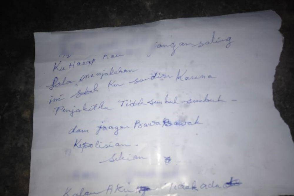 Surat wasiat yang ditinggalkan korban (Dok.IDN Times/istimewa)