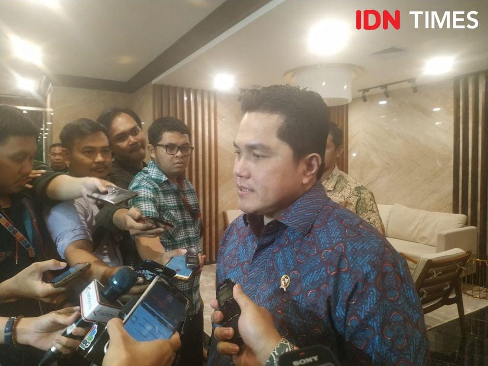 Erick Thohir menyampaikan keterangan pers kepada awak media (IDN Times/Auriga Agustina)