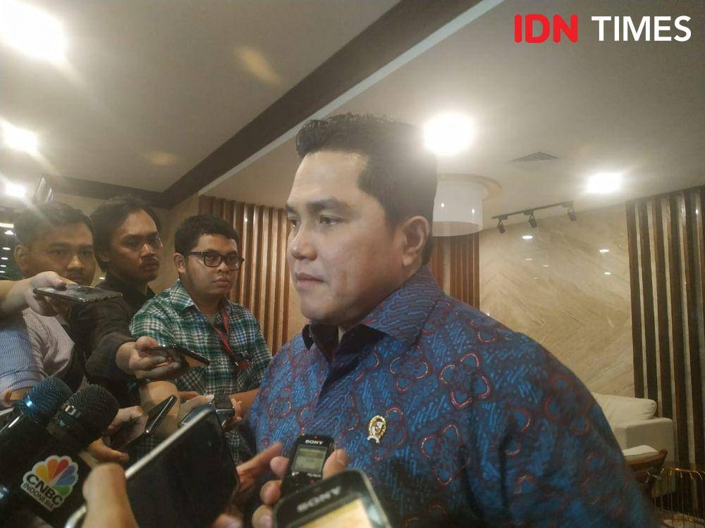Erick Thohir menyampaikan keterangan pers kepada awak media (IDN Times/Auriga Agustina)