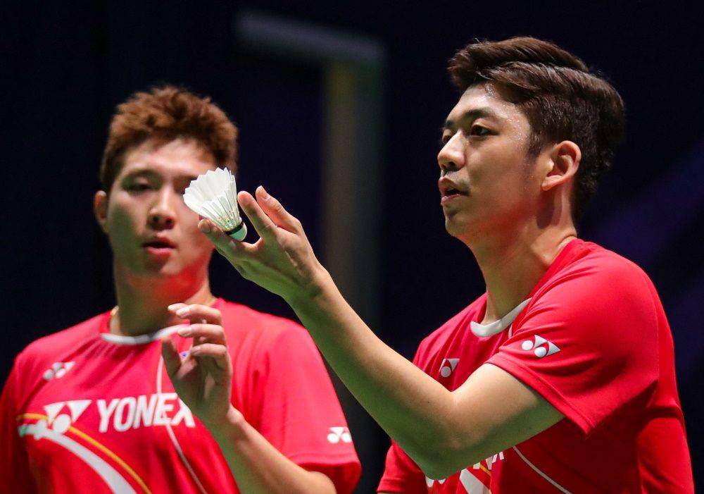 Lee Yong-dae dan tandemnya, Kim Gi-jung, di ajang Malaysia Masters 2020. Bwfbadminton.com