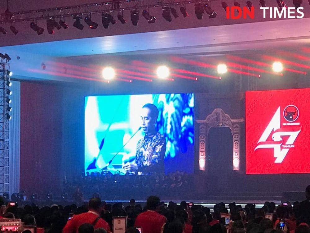 Presiden Jokowi di Rakornas PDIP, Jumat 10 Januari 2020 (IDN Times/Teatrika Handiko Putri)