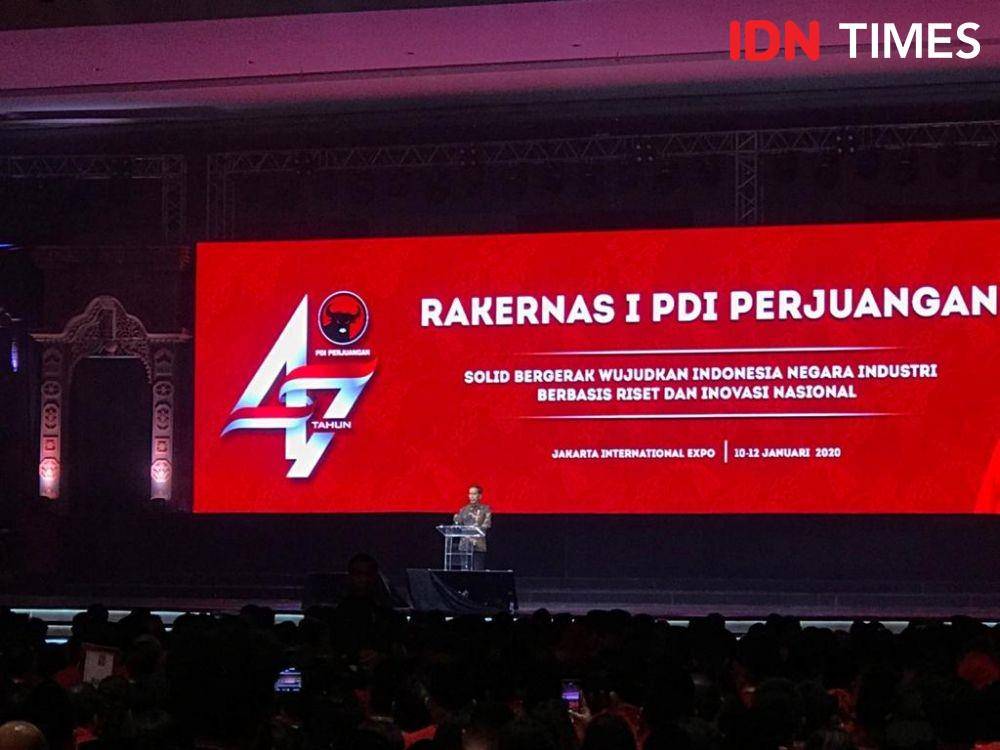 Presiden Jokowi di Rakornas PDIP, Jumat 10 Januari 2020 (IDN Times/Teatrika Handiko Putri)