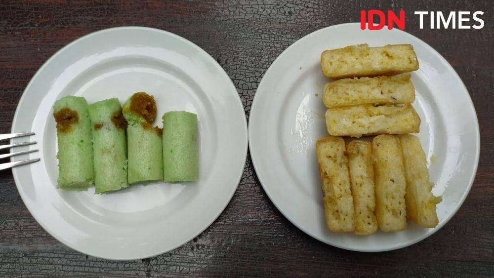 Kue jajanan tradisional Kue Putu dan Kue Pancong. (IDN Times/Wildan Ibnu)