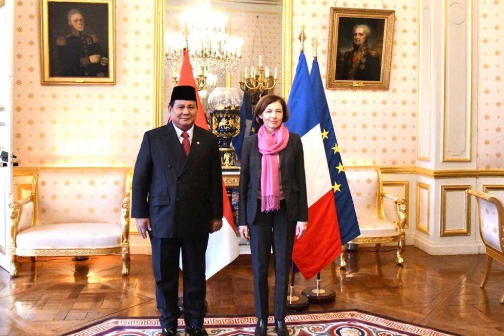 (Menhan Prabowo Subianto dan Menhan Prancis Florence Parly) Dokumentasi KBRI Paris