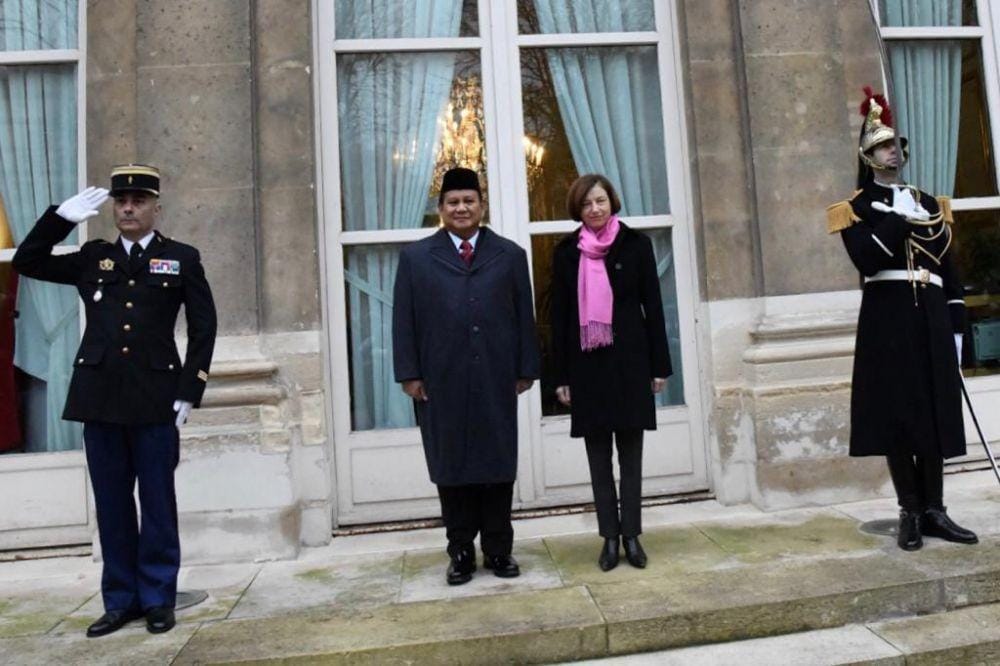 (Menhan Prabowo dan Menhan Prancis Florence Parly) Dokumentasi KBRI Paris