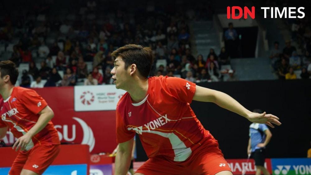 Pasangan Korea Selatan, Kim Gi-jung/Lee Yong-dae amankan tiket ke babak utama Indonesia Masters 2020 (IDN Times/Reynaldy Wiranata)