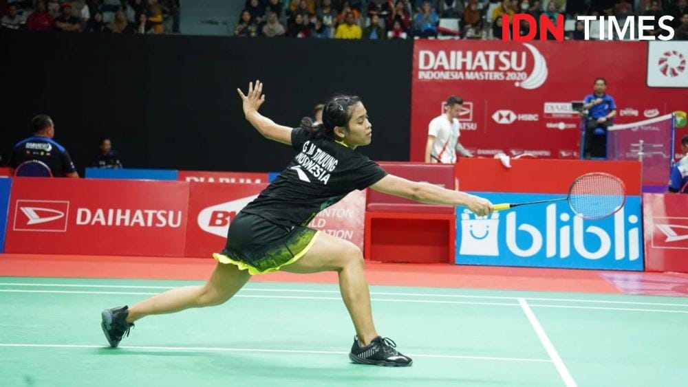 Gregoria Mariska Tunjung melawan unggulan kedua asal Jepang, Akane Yamaguchi di Indonesia Masters 2020 (IDN Times/Kevin Handoko)