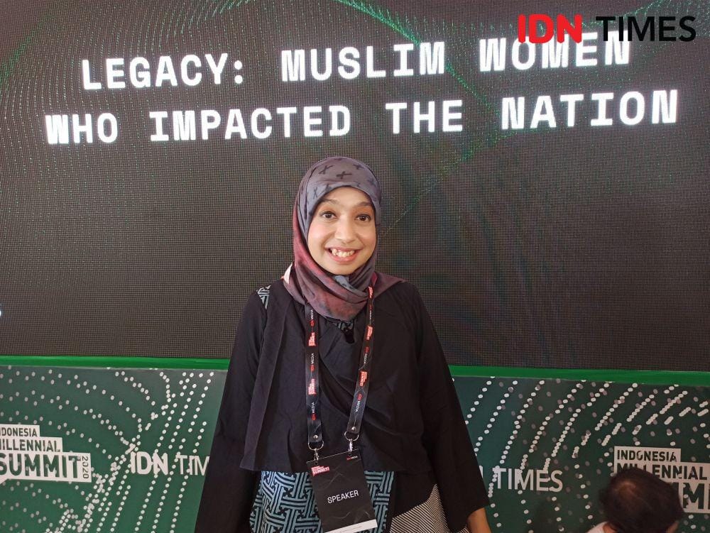 Sakdiyah Maruf di Panggung Hijrah Indonesia Millennial Summit 2020, IDN Times/Erfah Nanda