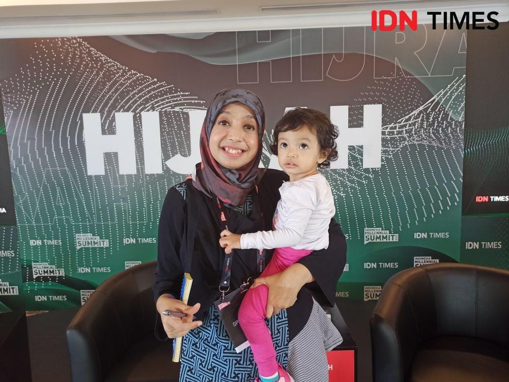 Sakdiyah Maruf di panggung hijrah IMS 2020, (17/1), IDN Times/Erfah Nanda