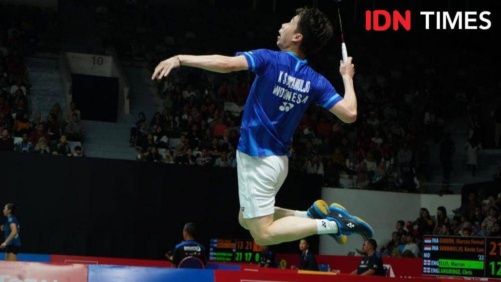 Kevin Sanjaya Sukamuljo/Marcus Fernaldi Gideon di Indonesia Masters 2020 (IDN Times/Kevin Handoko)